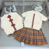 girl dress clothe set 2 peices shirts and skirt beige color fashion little girls princess flower wedding dresses clothes 2023