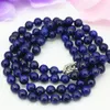 Chains Long Chain Necklace Natural Lapis Lazuli Stone 8mm Round Beads Fashion Statement Women Weddings Gift Jewelry 32inch