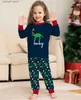 Familjsmatchande kläder Xmas dinosaurie Tryckt PJS Matchande Family Christmas Pyjamas Kläder Set Långärmad grön Moder Dotter Fader Kids Par T230921