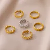Anéis de casamento na moda onda concha de aço inoxidável para mulheres ajustável banhado a ouro anel de casal jóias estéticas anillos presente bff 230921