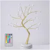 Luces de noche Luz LED Regalo de Navidad RGB Colorf Control remoto Lámpara de ciruelo Árbol con cuentas Bola Dormitorio Decoración Drop Entrega Iluminación OTNVL