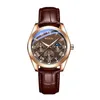 腕時計ウォカイ高品質のカジュアルメンズレザーベルトクォーツウォッチ多機能明るい防水ビジネススポーツ時計