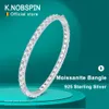 Bangle Knobspin D VVS1 Full 4 mm Bransles Certified S Sterling Sliver Pleated Bracelets For Women Party Prezent biżuterii 230921
