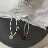 Pendant Necklaces Kpop Vintage Gothic Y2K Metal Star Love Flower Acrylic Pearl Beaded Necklace For Women Jewely