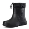 Rain Boots Winter Windproof Cotton Rain Boots Men Warm Light Ankle Rainboots Fashion Black Slip on Rain Shoes Men Waterproof Work Boot 230920