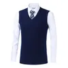 Herrvästar Vinterstil Wool Sticked Vest Business Casual Warm Sleeveless Pullover Treeat 230921