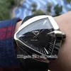 NEW Ventura 2824 Автоматические мужские часы Серебряный корпус Треугольный черный циферблат H24655331 XXL Резиновые наручные часы Мужские спортивные часы Watche359P