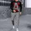 Survêtements pour hommes Arrivée Drapeau américain Hommes Jogger Sportswear Printemps Automne 2 pièces Ensembles Survêtement à manches longues T-shirtPant Sweatsuit 230920