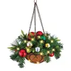 Decorazioni natalizie Natale appeso ghirlanda di fiori per porta d'ingresso Ago di pino artificiale Bacca rossa Ghirlanda decorativa Ornamento pendente HKD230921