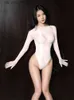 Women's Jumpsuits Rompers Sexy Women 912 Pin Oil Shing High Cut Bodysuit Five Glove Bandage Bodycon Sexy Tight Bodystocking One Piece Thong Candy Color F3 L230921