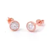 Classic Simple Moissanite Stud Earrings Bezel Rose Gold 14k d Color Loose Diamond Earrings Screw Back for Gift