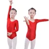 Stage Wear Manches longues Justaucorps de gymnastique pour filles Ballet Enfants Compétition Costumes de danse lyrique Enfants Lycra Noir Dancewear Combinaison