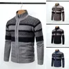 Herentruien Winter Heren Top Modieuze Gestreepte Gebreide Jas Warme Slim Fit Trui Met Opstaande Kraag Ritssluiting Voor Buitensporten