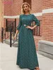 Basic Casual Jurken S.FLAVOUR Vrouwen Bloemen Gedrukt Casual Lange Jurken Elegant O-hals 34 Mouwen Boho Maxi Vestidos 230920