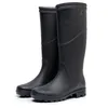 Bottes de pluie 39-46 bottes de pluie pour hommes hauteur imperméable 43 cm à semelle plate en PVC à enfiler mi-mollet chantier chaussures imperméables pour hommes Hy29 230920