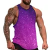 Débardeurs pour hommes imprimé paillettes haut de plage magique violet musculation hommes vêtements de sport personnalisés gilets sans manches grande taille