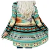 Kvinnors stickor Tees Kvinnor Retro Ethnic Print Cardigan Top Coat Casual Aztec Print Långärmad skjorta Cardigan Top Coat Western Ethnic Cardigan Coat 230920