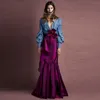 Robe deux pièces haut à la mode jupe longue sirène Chic jupe plissée en Satin violet personnalisé jupe adulte délicate 230920
