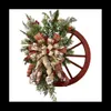 クリスマス装飾クリスマス冬の花輪のペンダントファームハウスキャリッジホイールクリスマス飾り花輪クリスマスパインパインコーンリース（50cm）HKD230921