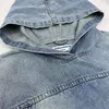 Felpe con cappuccio da uomo Jeans denim Felpa con cappuccio Uomo Donna Oversize Tessuto pesante lavato Vintage Pullover con cappuccio Palestra