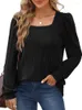 Magliette da donna T-shirt moda Top da donna Autunno Inverno Manica lunga Casual Tinta unita Oversize Donna