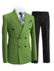 Ternos masculinos Blazers 2 peças cavalheiro duplo breasted lapela blazer terno com calças formal branco bege jaqueta para casamento noivo conjunto 230921