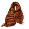 Scarves Fashion Winter Stripe Plaid Women Scarf 67185cm Soft Comfort Long Pashmina Elegant Ladies Shawls Poncho Blanket 230921