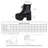 Boots Gdgydh Women s Black Side Zipper Combat Fashionable Lace Up Platform Flower Brodery Detaljer Goth Shoes 230921