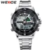 WEIDE affichage numérique hommes heures de Sport de luxe affaires militaire bracelet en acier inoxydable montre-bracelet à Quartz horloge Relogio Masculino241M