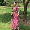 カジュアルドレスドレス女性フローラルロマンチックなエレガントなスパゲッティストラップビンテージミッドカルフレース帝国ファッションレディース甘いフレンチスタイルの夏