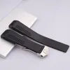 20 22mm New Strap 블랙 실리콘 고무 웨이브 밴드 스트랩 실버 배포 태그 시계 묶음 설치 도구 247p