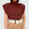 Women's Sweaters Turtleneck Sleeveless Women Vest Sweater 2023 White Shoulder pads Pullover Knitted Loose INS Autumn Winter Casual Jumper Sexy J230921