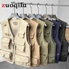 Gilet da uomo Gilet classico multi-tasca da uomo Senza maniche casual Cappotto in tinta unita Gilet da lavoro Pographer Giacca tattica in rete