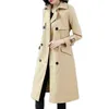 Damen Trenchcoats 2023 Herbst und Winter Khaki Windjacke Damenmode Revers Temperament war dünn im langen Abschnitt Ein Wortmantel fe 230920