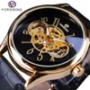 Forsining Klassische Kreative Skeleton Design Goldene Fall Transparent Durchbrochene Arbeit Männer Uhr Top Marke Luxus Mechanische Armbanduhr273z