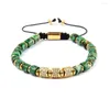 Strand Ailatu Fashion Men's Cz Braided Bracelet With Natural Sediment Cylinder Beads Top Quality Free Logo Service
