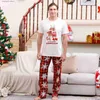 Tenues assorties pour la famille Joyeux Noël Tenues assorties pour la famille Imprimé cerf Haut à manches courtes + Pantalon long Pyjama Ensemble Vêtements de nuit pour enfants adultes Bébé Barboteuse Look de Noël T230921