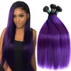 Hårbulkar 1 PC ombre Color Straight Bundle Pre Colored 1B turkosa Blue Purple Human Weave Dark Roots Blonde Bourgogne 230920