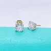 Boucles d'oreilles en argent sterling 925 avec diamant de laboratoire à visser Vvs Moissanite