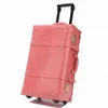 Valises Vintage bagages roulants chariot boîte ensemble chinois rouge étui de mariage grande capacité maquillage valise stockage voyage