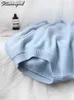 Suéteres femininos azul claro suéteres grandes para mulheres 2023 tendência branco solto suéter casual outono inverno quente grosso suéter de malha feminino jumper L230921