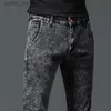 Jeans para Hombres Color Sólido Algodón Negro Gris Oscuro Jeans Pantalones para Hombres Clásico Slim Stretch Casual Moda Coreana Juventud Pantalones De Mezclilla Masculinos L230927