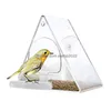 Outros suprimentos de pássaros Triângulo Transparente Alimentador Acrílico Metal À Prova D 'Água Pendurado Aves Recipiente de Alimento para Decoração Interior Exterior 20220 Dhrez