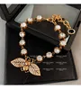 Pendant Necklaces High-end gold Bee bracelet Women's Light luxury Senior design Retro necklace Fashion famous jewelry design 230921