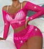 Sexy Set Sexy Mädchen Body Stocking Top Höschen 2 Stück Anzug Strass Kristall Schmuck Kleider Bodystocking 230808