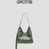 Grot Ge le nieuwe zwarte stenen tas tas grote capaciteit gerimpelde diamant checker enkele schouder schuine kruis onderarm tas