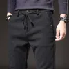 Men's Pants 2023 Autumn Winter Brushed Fabric Casual Men Thick Business Work Slim Cotton Black Grey Trousers Male Plus Size 38