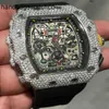 Richardmill Horloge Milles Horloges Mechanisch 17 Karaat Vvs1 Witte Mosonite Diamond Round Cut Automatische Luxe Heren frj