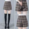 Women's Shorts Women Plaid Fashion Winter Vintage Cargo Thick Wool Basic Trouser Loose Feminino V17