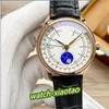 Luxury Mens Watch Moonphase Rose Gold White Dial 39 mm Automatyczny ruch mechaniczny Sapphire Crystal brązowy skórzany pasek M3171